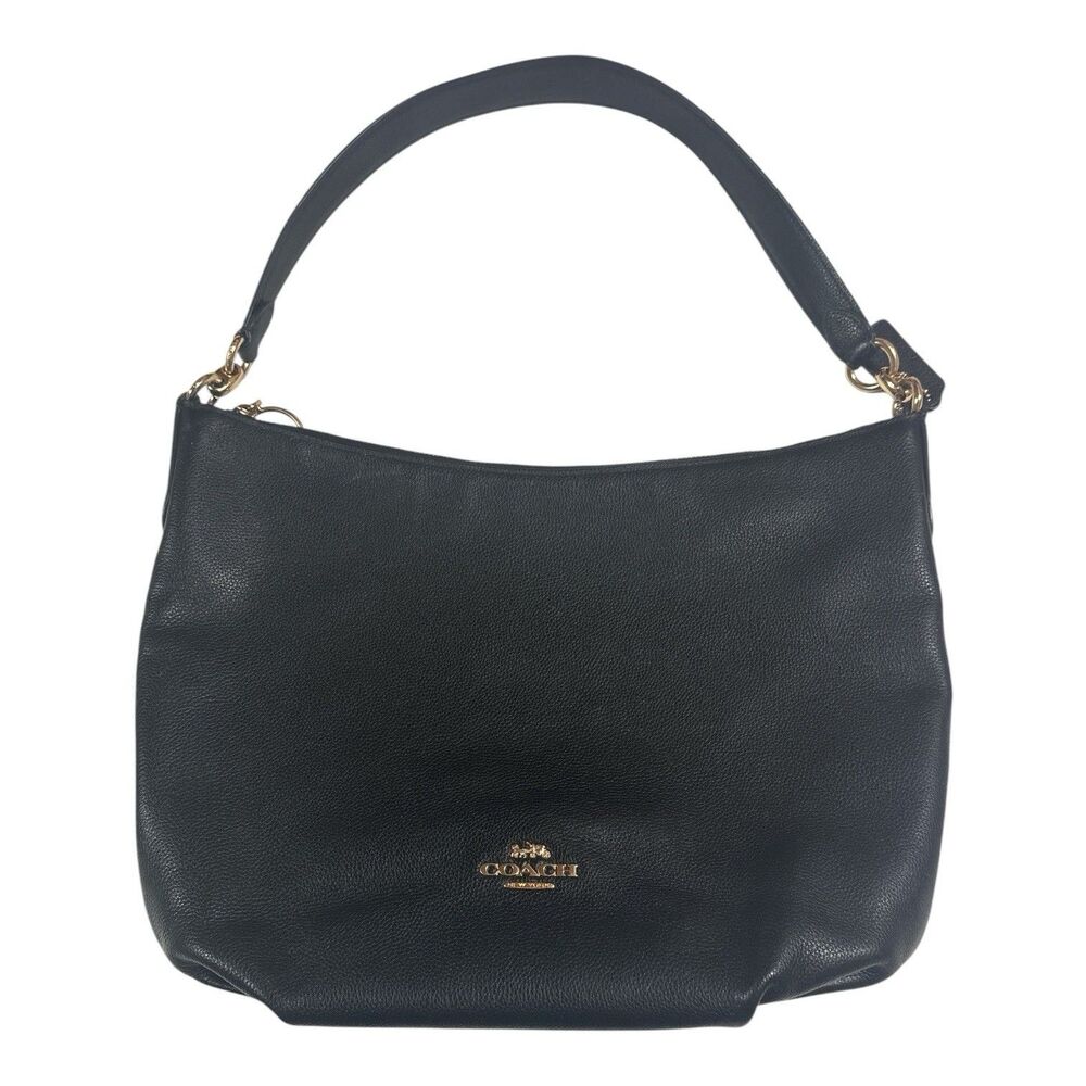 Coach Skylar Pebble Leather Hobo Satchel Shoulder Bag Black Large Purse
